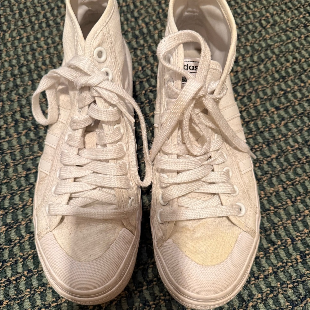 Adidas Cream High-Top Sneakers